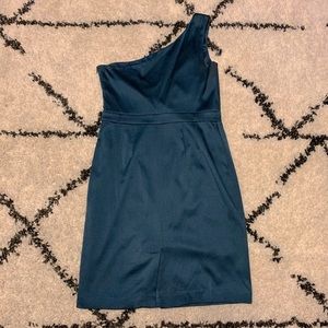 Ann Taylor Teal One Shoulder Cocktail Dress